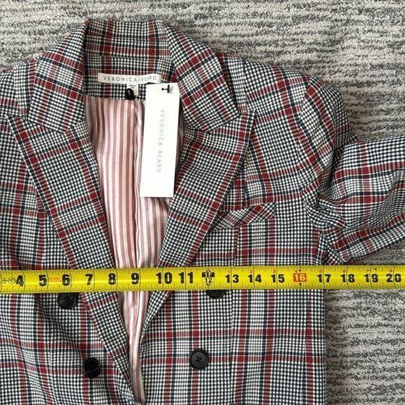 NWT VERONICA BEARD Caldwell Dickey Jacket Size 6 Red/Gray - Picture 11 of 16